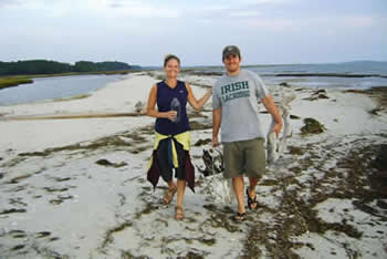 walking on the beach